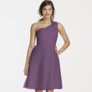 David's Bridal One-Shoulder Wisteria Purple Dress